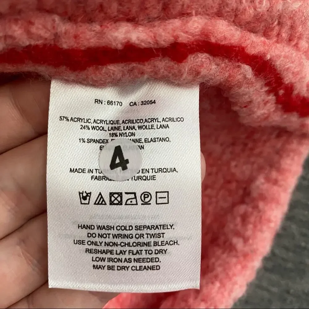 Anthropologie Moth Pink Turtleneck Sweater XS Wool Blend Oversized Cozy